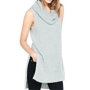 Express Light Grey Sleeveless Cowl Neck Long Knit Sweater Size XS/S